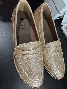 Corkys Glitter Loafers in Gold Sparkle